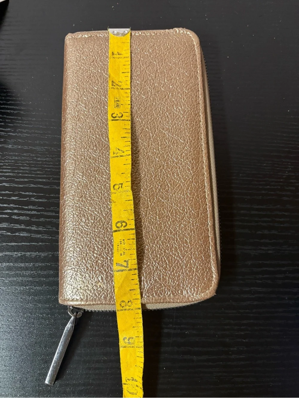 Taupe Pebbled Zip Around Wallet Organizer Neutral
